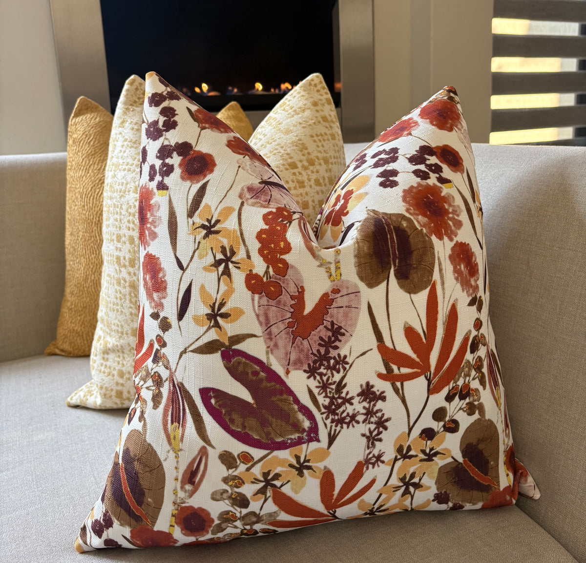 Vibrant Multi-Colored Botanical Print Scatter Cushion
