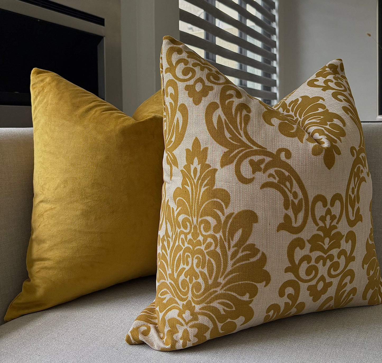 Mustard Luxury Print Scatter Cushion