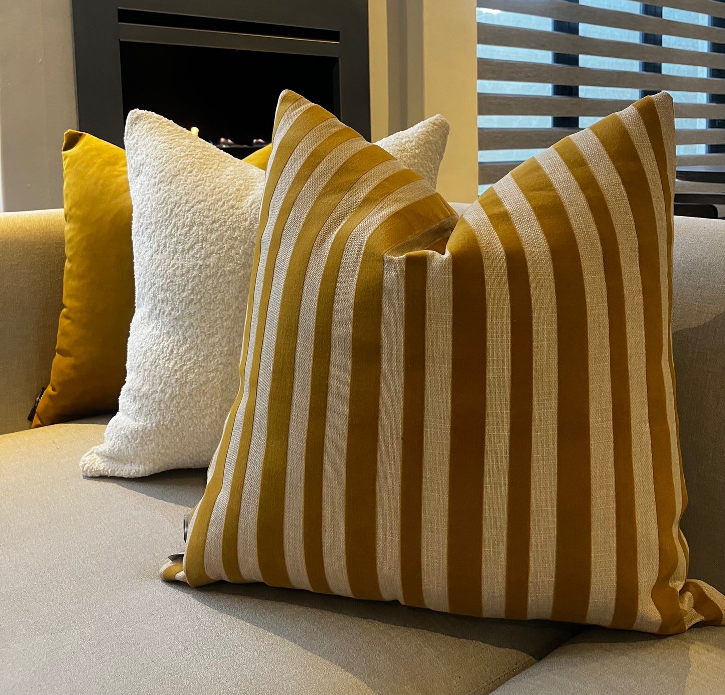 Gold Striped Scatter Cushion