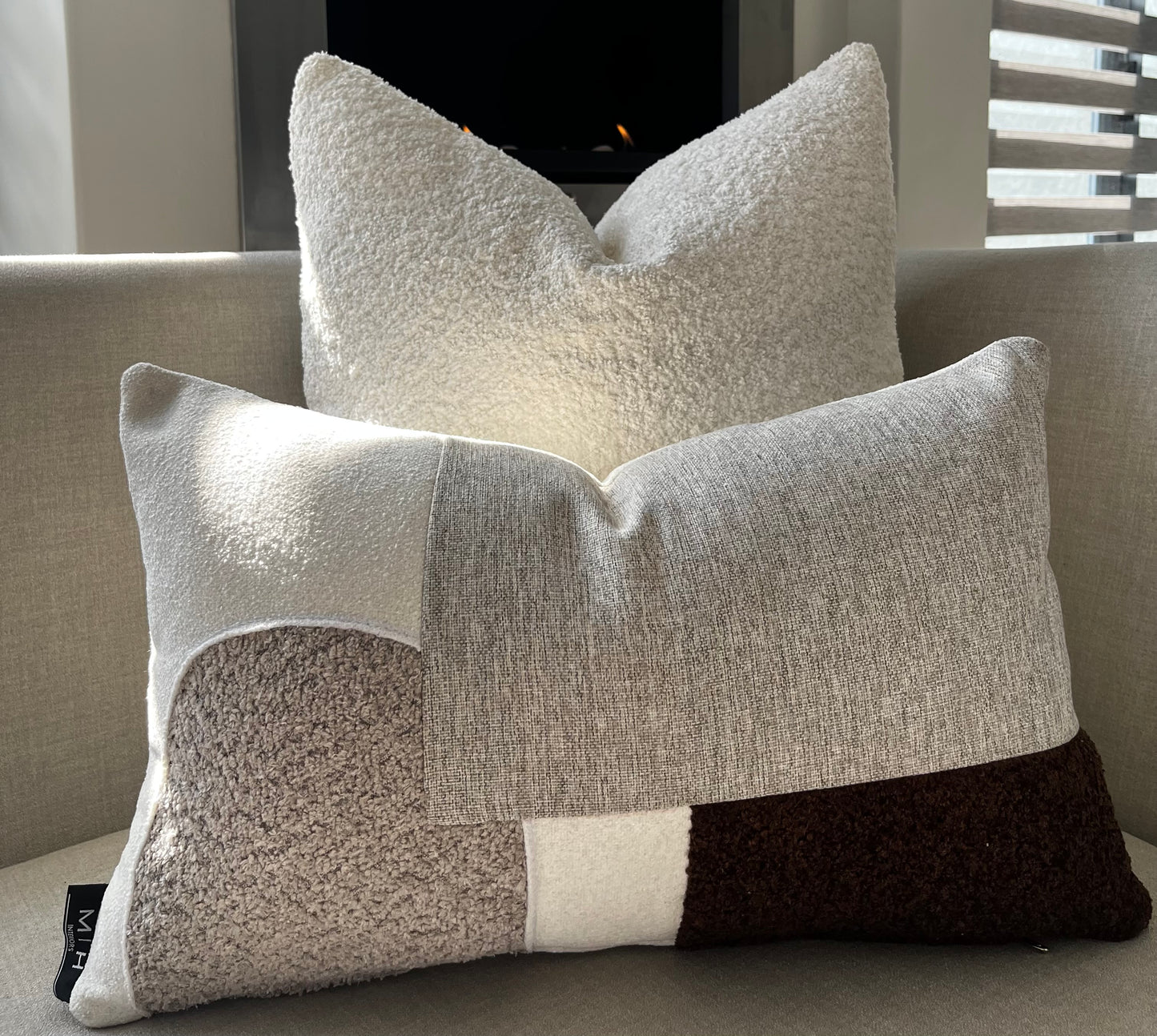 Patched Neutral Scatter Cushion