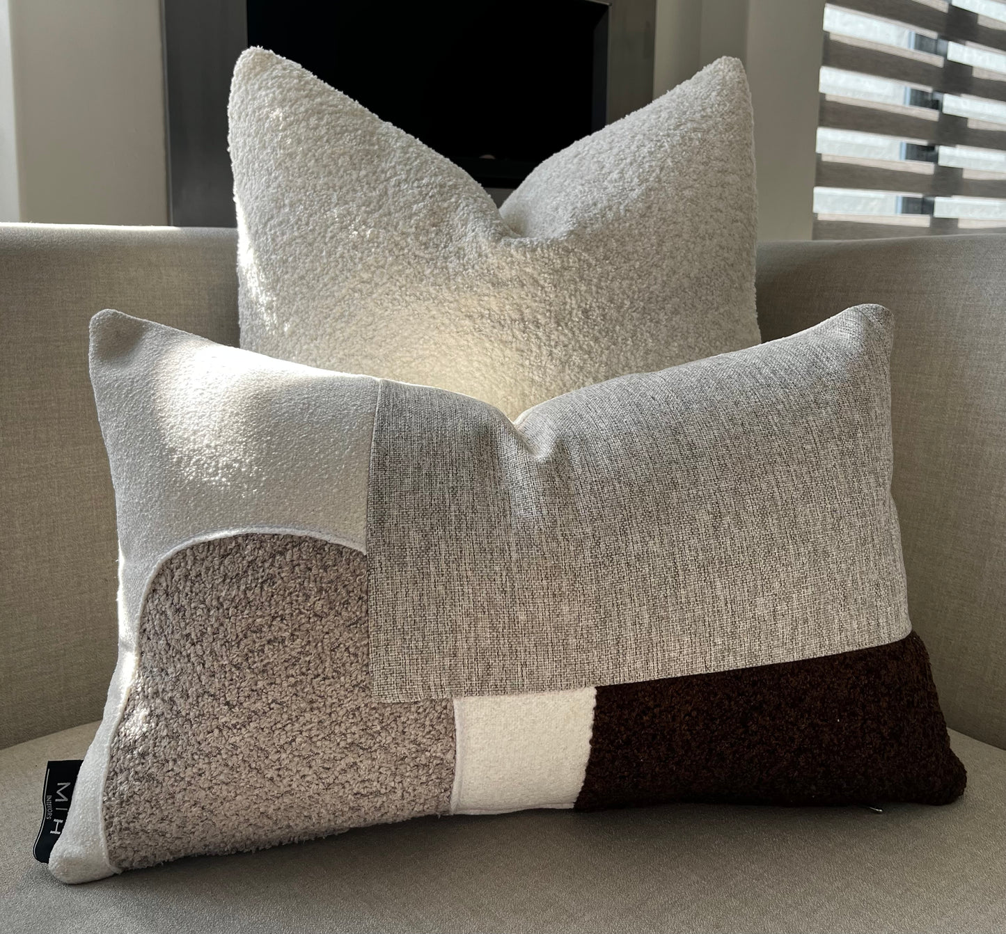 Patched Neutral Scatter Cushion