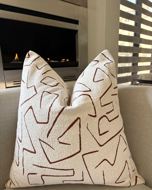 White & Orange Graffito Bouclé Scatter Cushion