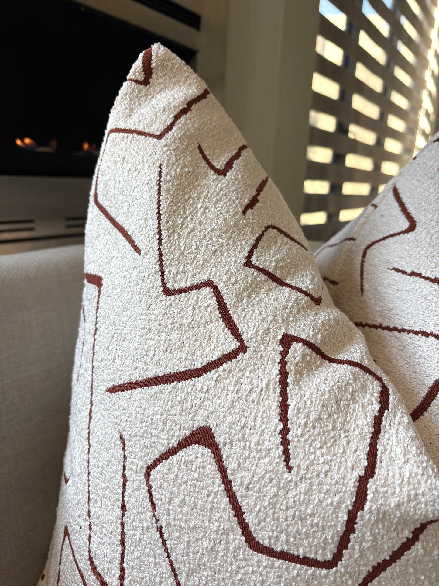 White & Orange Graffito Bouclé Scatter Cushion