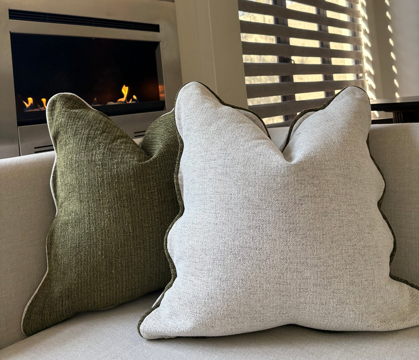 Neutral Scalloped Luxury Scatter Cushion