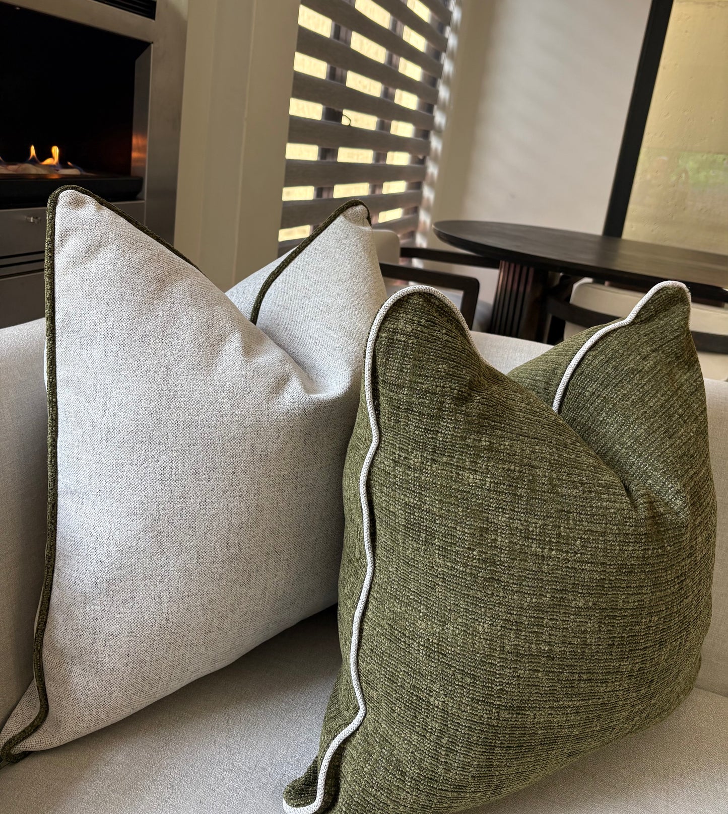 Bold Green Chenille Scalloped Luxury Scatter Cushion