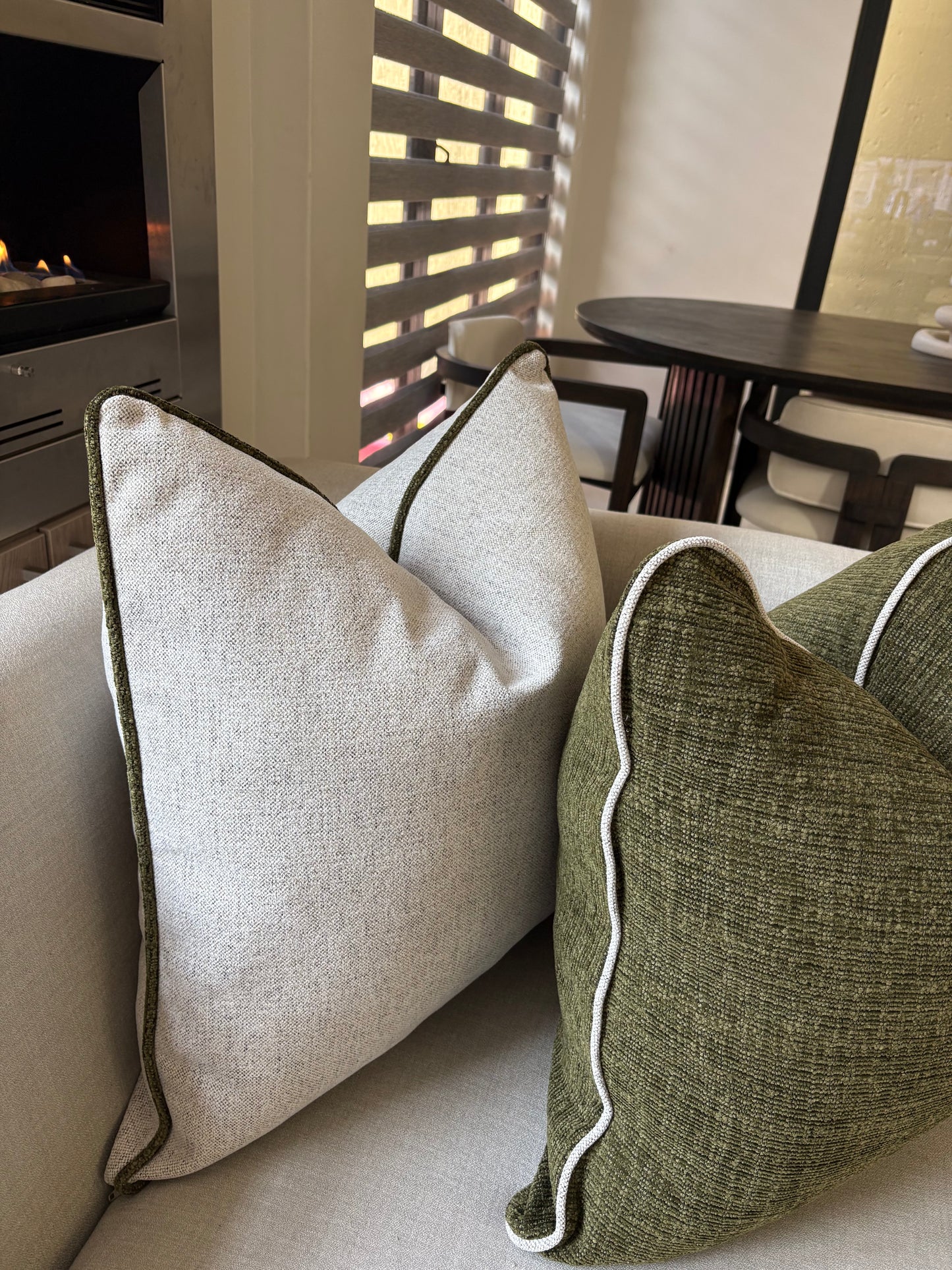 Bold Green Chenille Scalloped Luxury Scatter Cushion