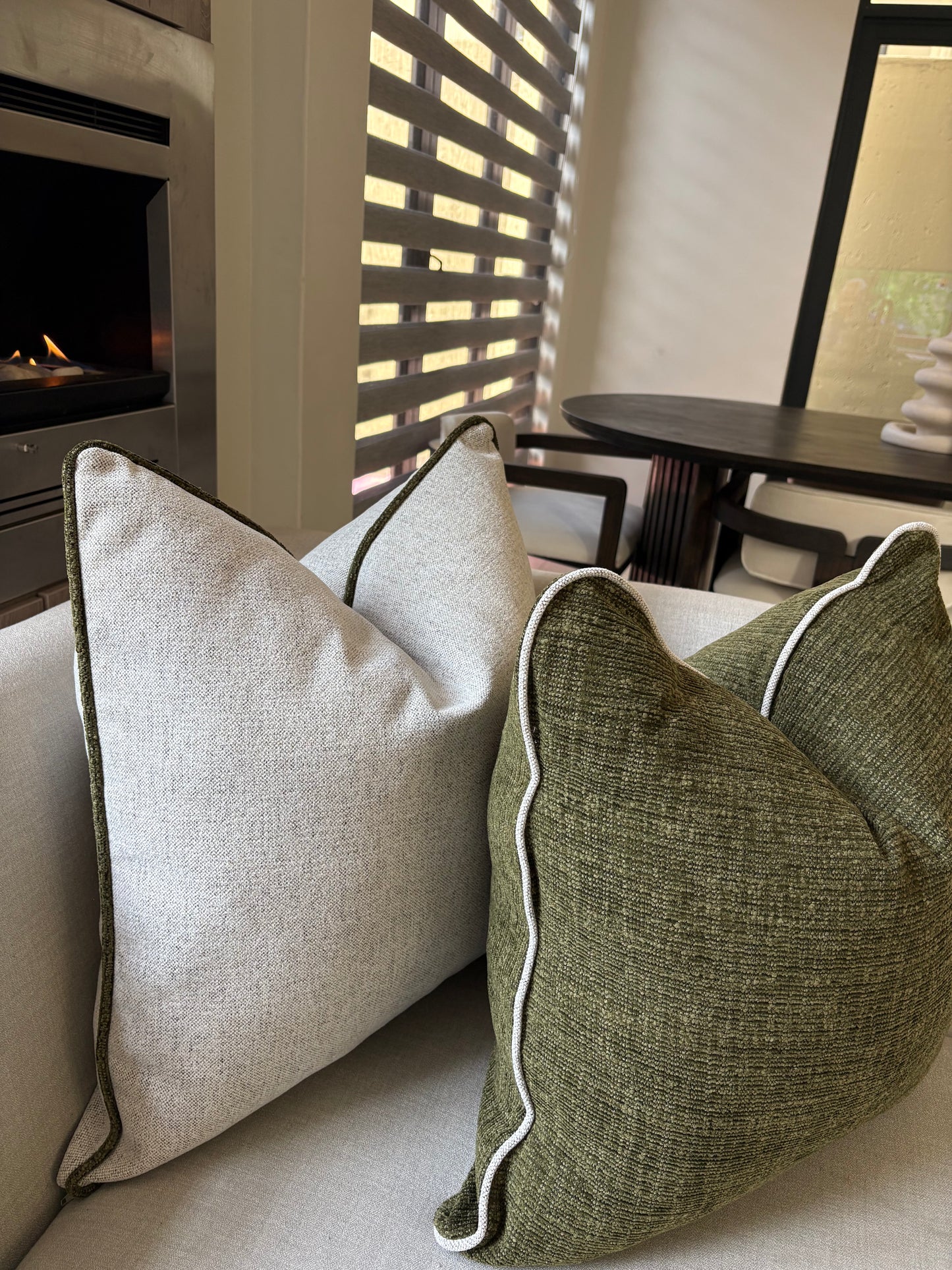 Neutral Piped Luxury Scatter Cushion