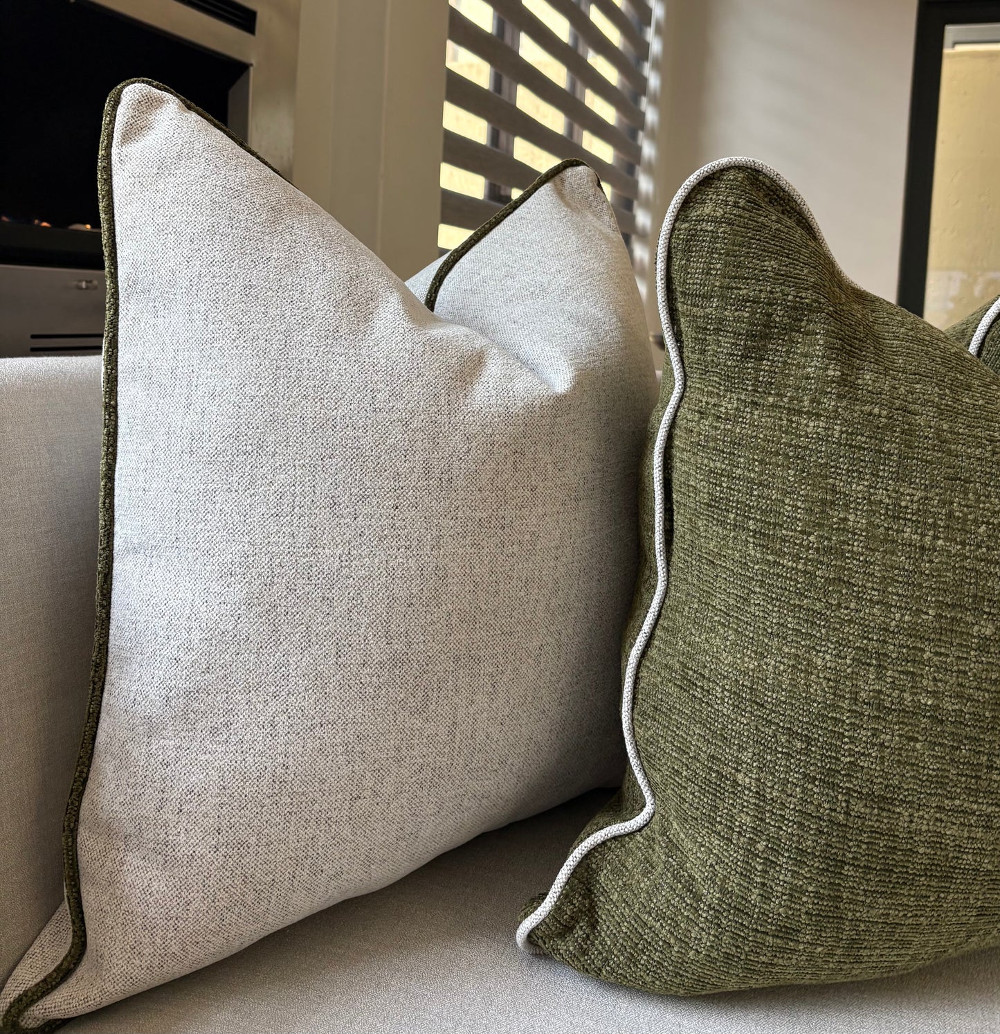 Neutral Piped Luxury Scatter Cushion