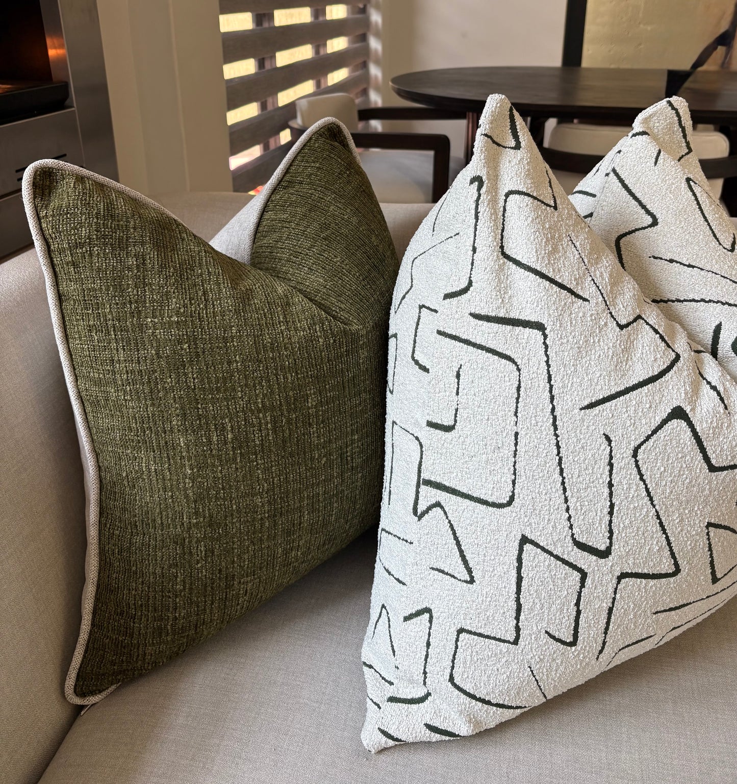 White & Bold Green Graffito Bouclé Scatter Cushion