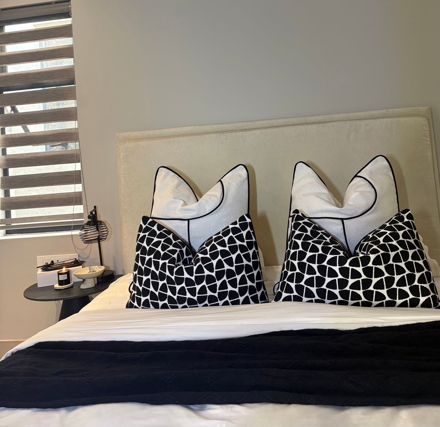 Black and White Piped Scatter Cushion