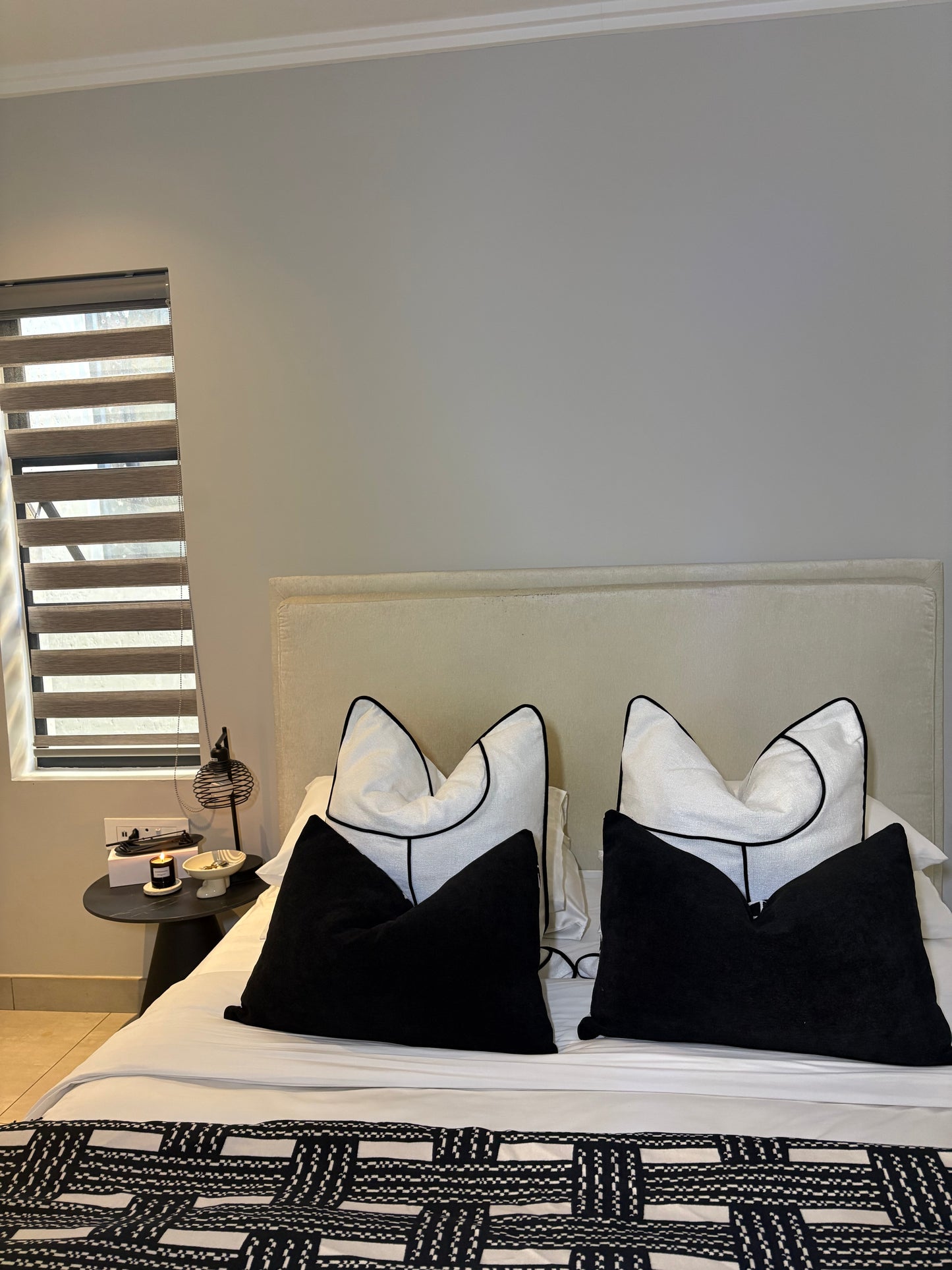 Black and White Piped Scatter Cushion