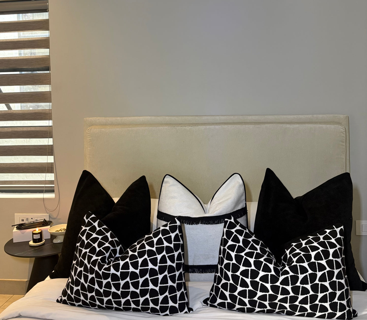 Classic Solid Black Textured Scatter Cushion