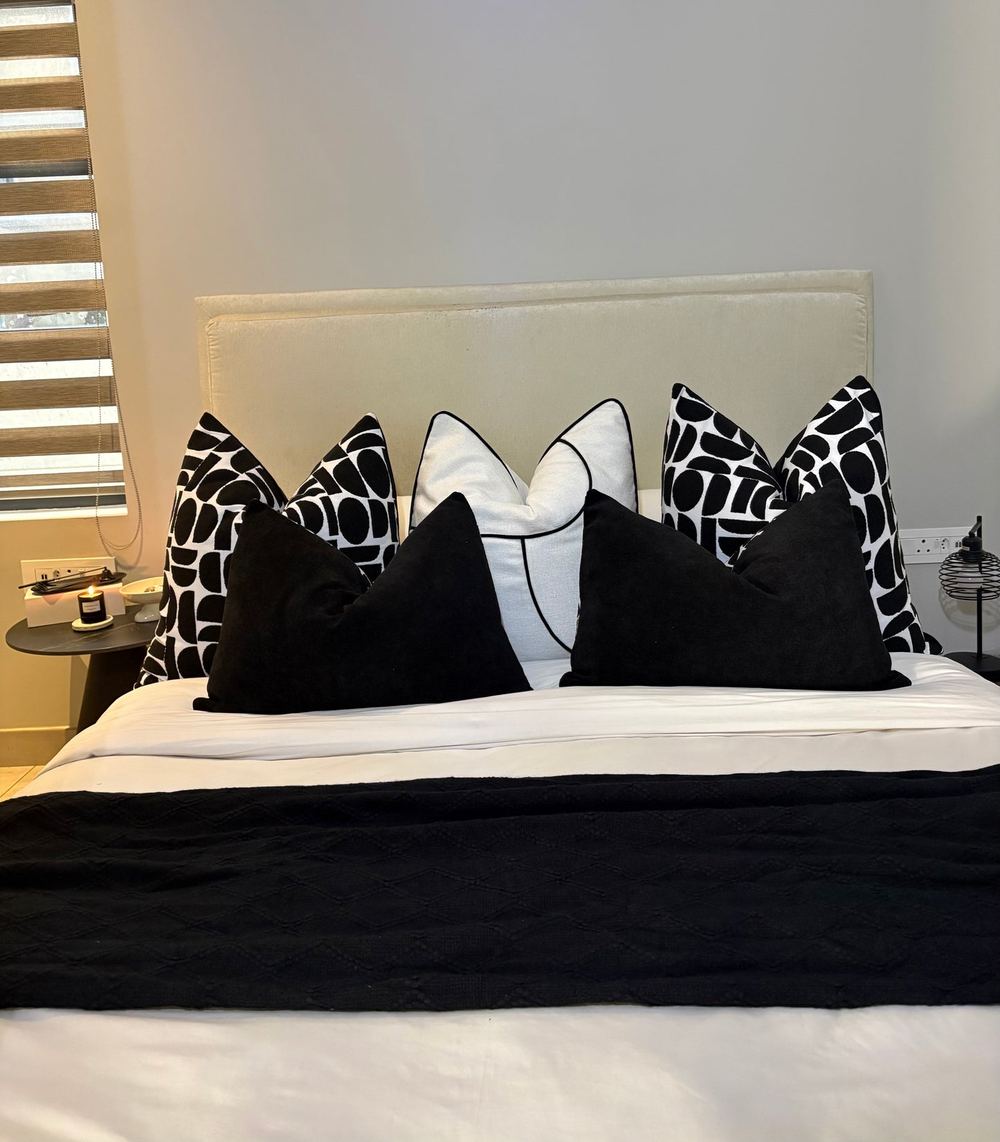 Black and White Shapes Print Scatter Cushion