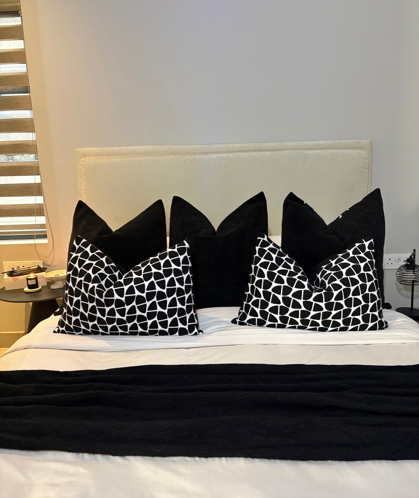 Classic Solid Black Textured Scatter Cushion