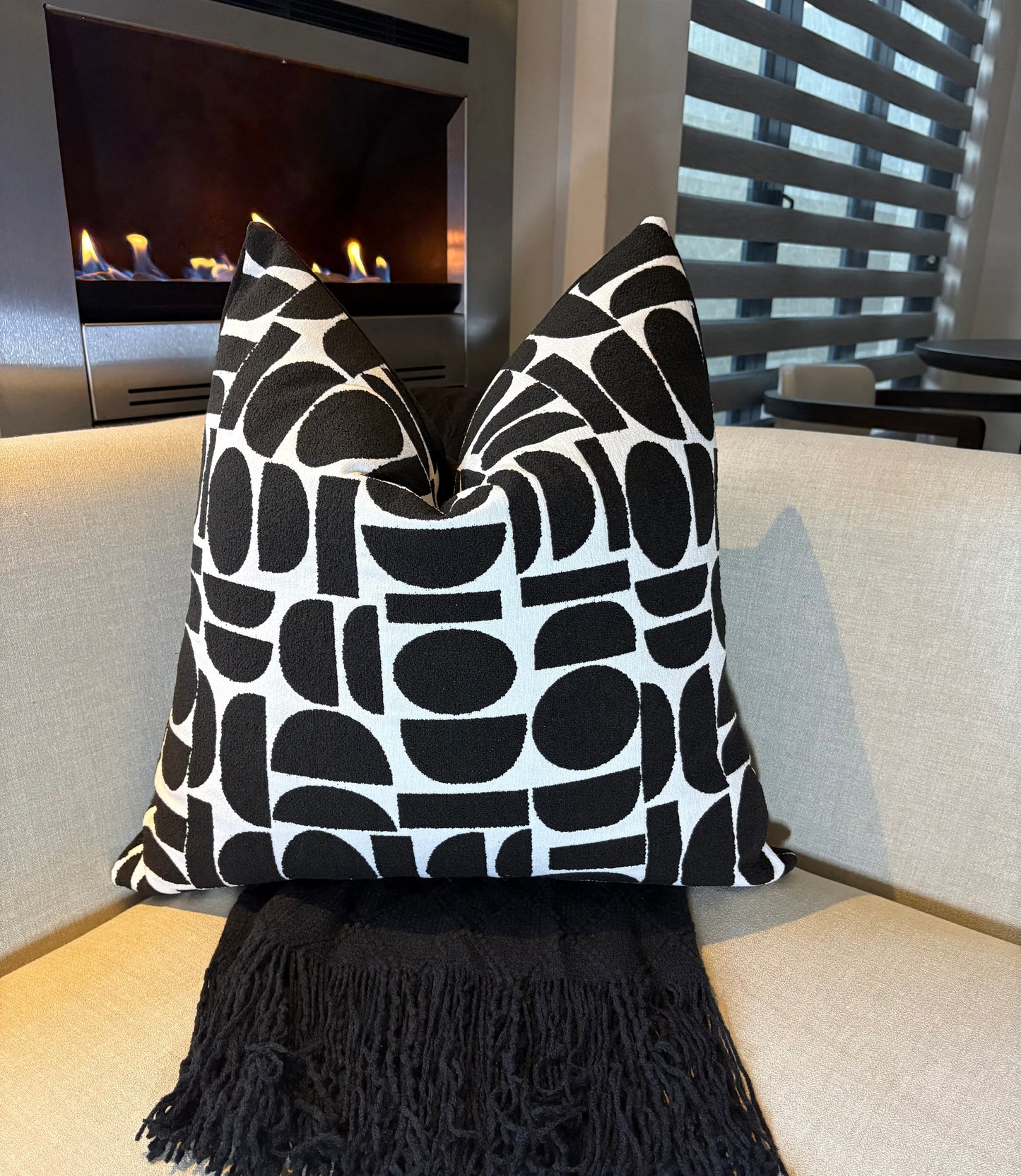 Luxury Black and White Striped Multi-Shaped Print Scatter Cushion