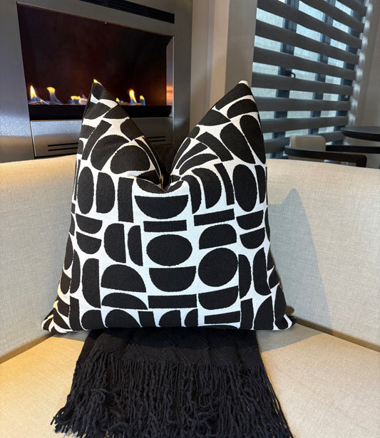 Luxury Black and White Striped Multi-Shaped Print Scatter Cushion