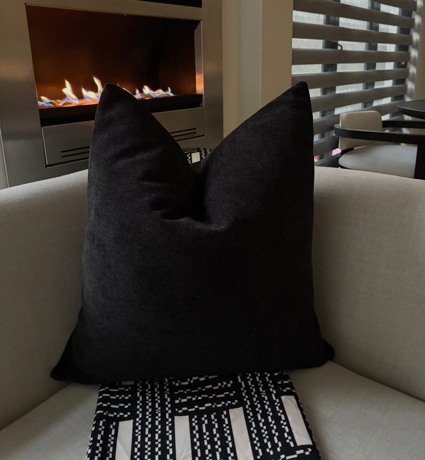 Classic Solid Black Textured Scatter Cushion