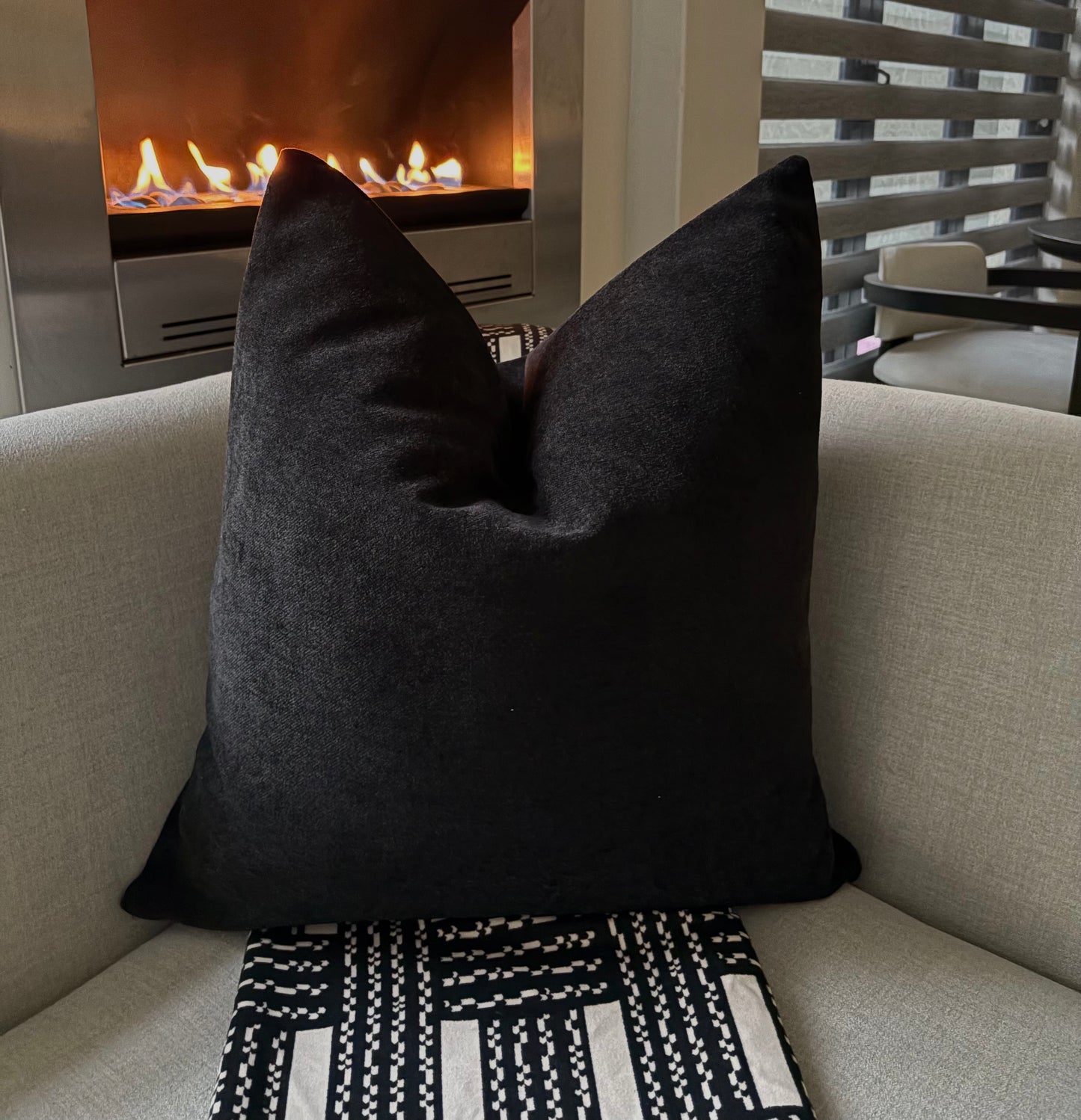 Classic Solid Black Textured Scatter Cushion