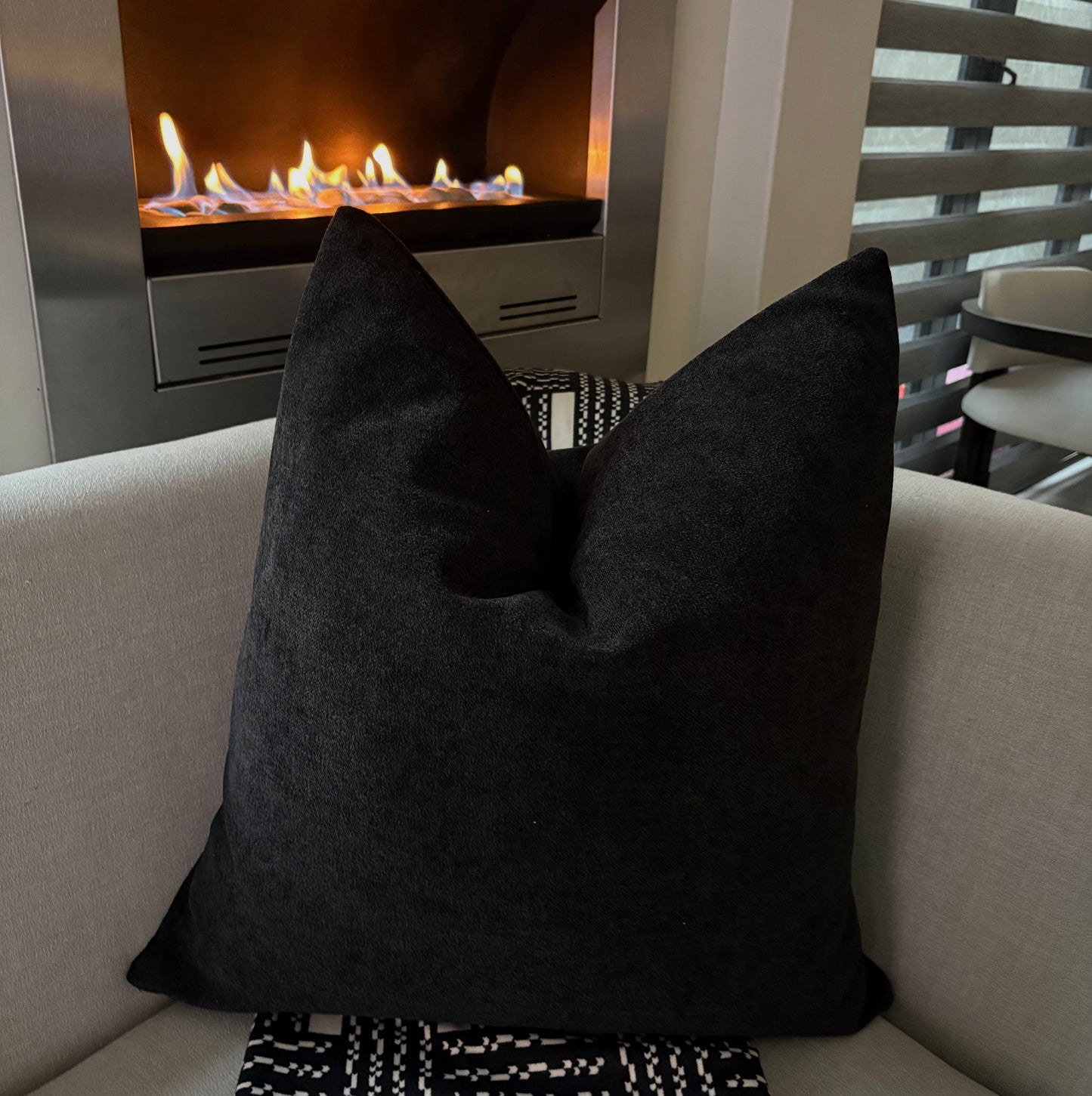 Classic Solid Black Textured Scatter Cushion