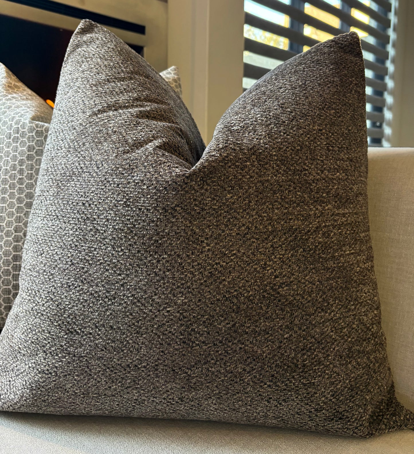 Luxury Heavy Textured Brown Scatter Cushion