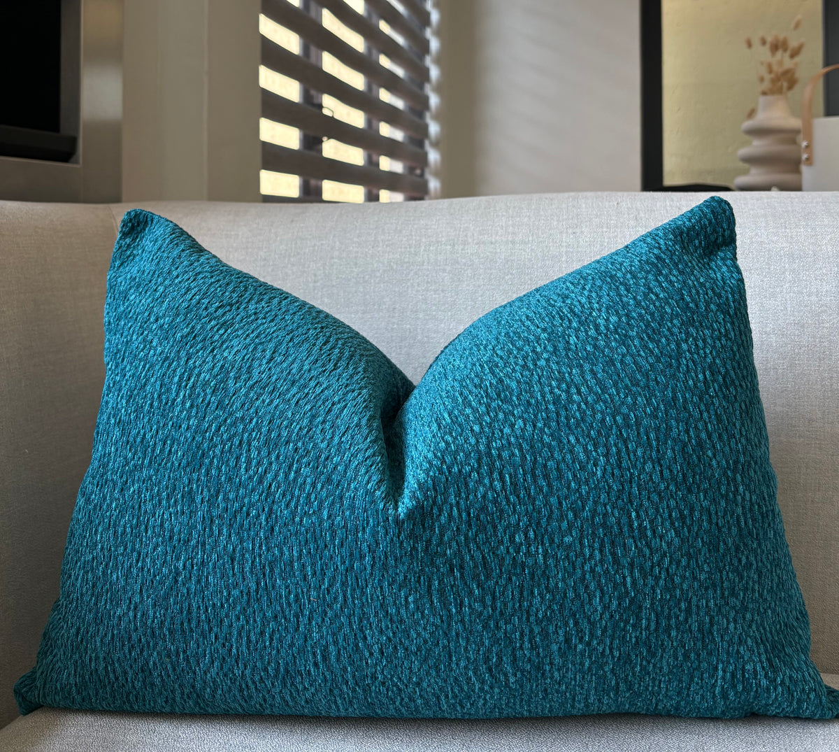 Premium Turquoise Textured Throw Pillow | Luxury Teal Scatter Cushion