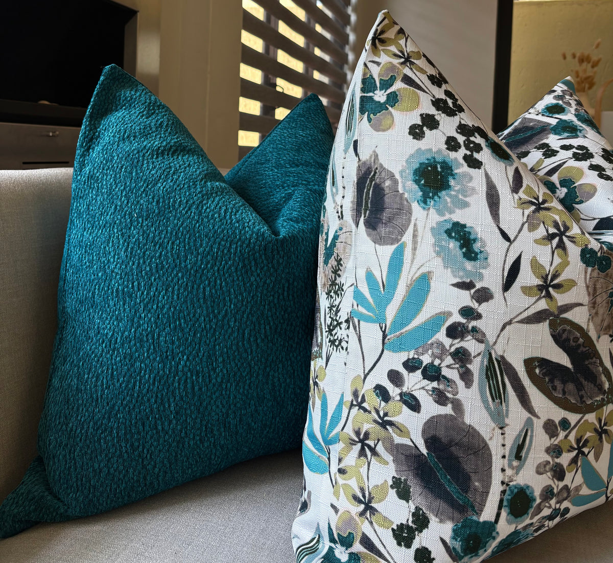 Premium Turquoise Textured Throw Pillow | Luxury Teal Scatter Cushion
