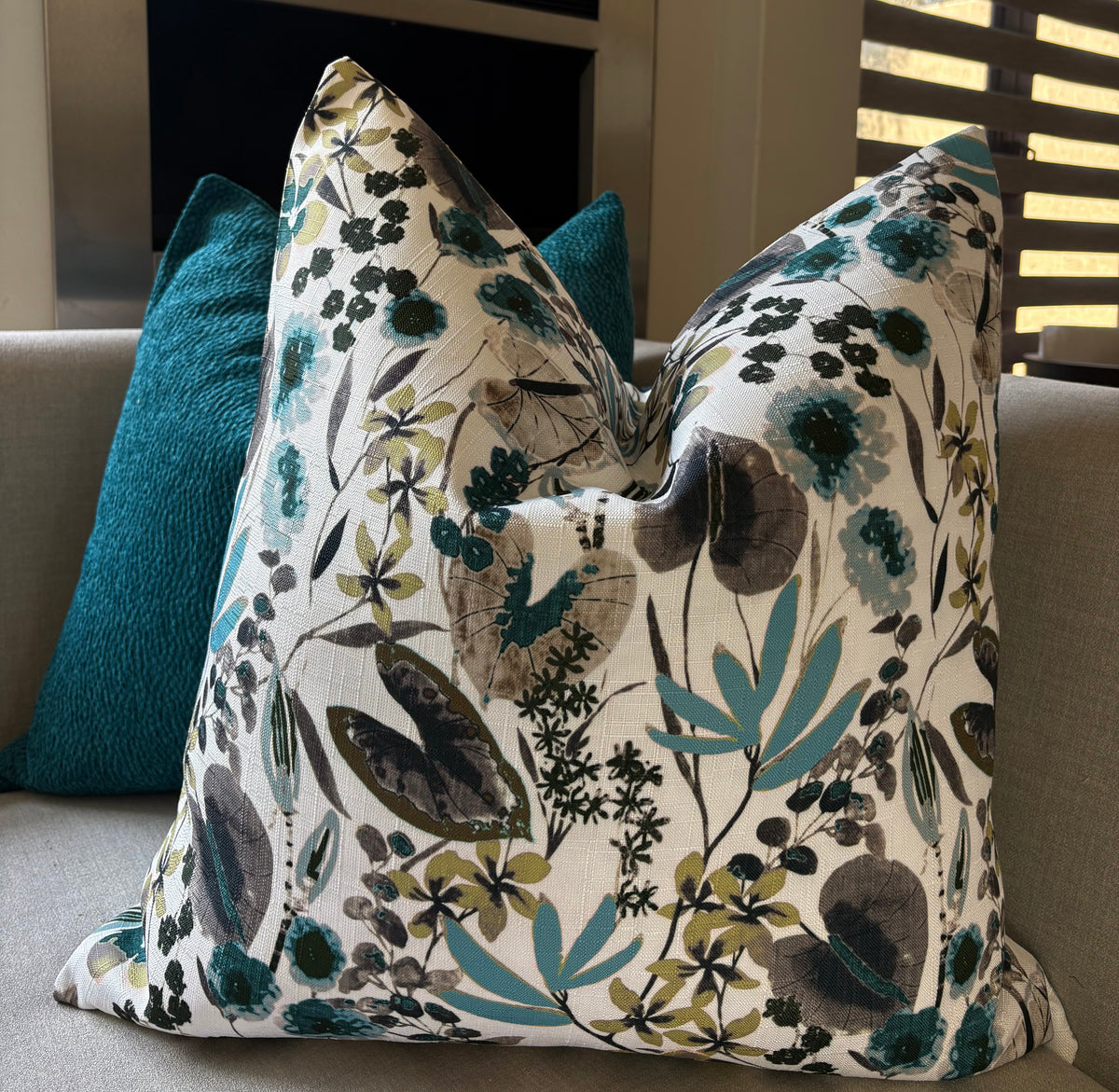 Botanical Floral Print Striped Scatter Cushion