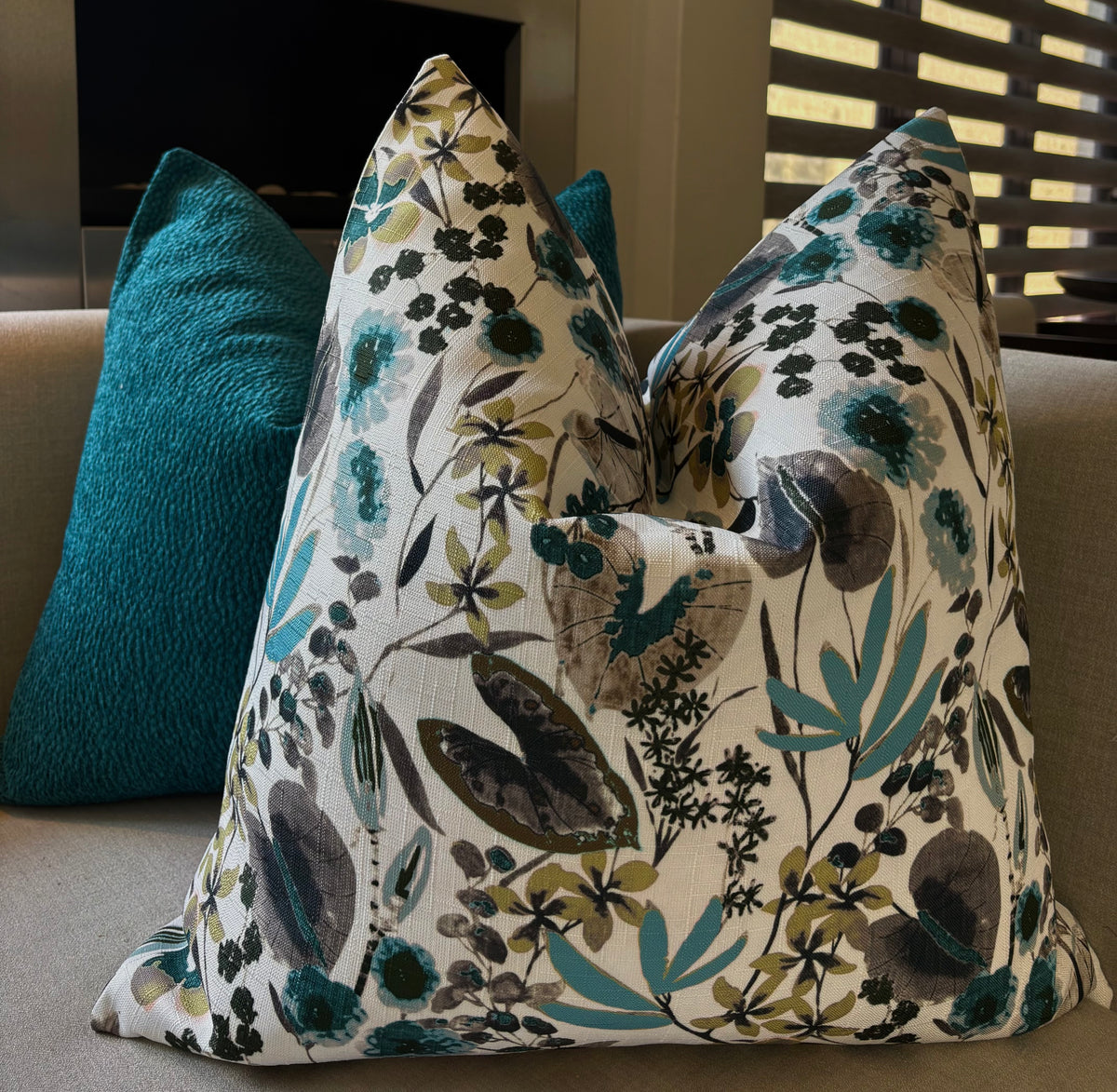 Botanical Floral Print Striped Scatter Cushion