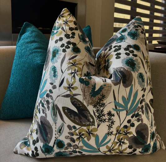 Botanical Floral Print Striped Scatter Cushion