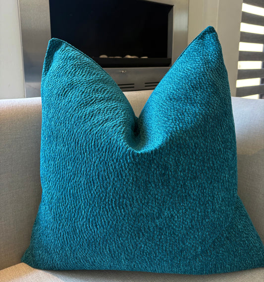 Premium Turquoise Textured Throw Pillow | Luxury Teal Scatter Cushion