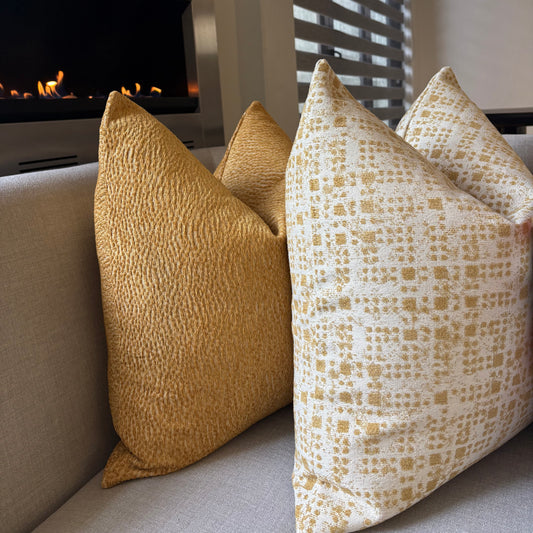 Rich Mustard Gold Textured Throw Pillow | Luxury Teal Scatter Cushion (Copy)
