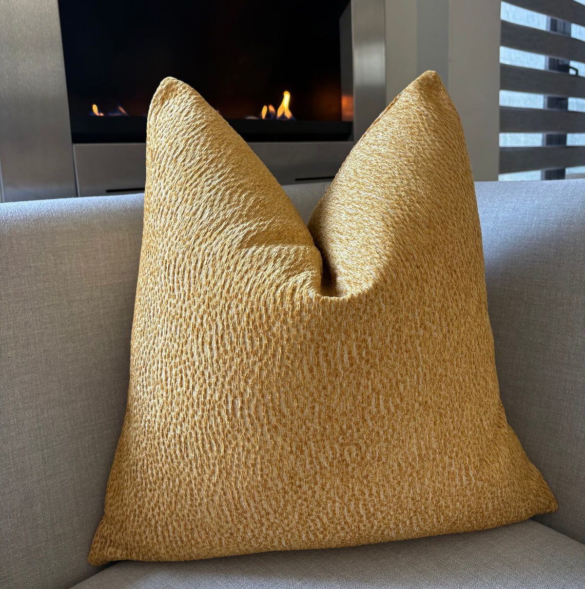 Rich Mustard Gold Textured Throw Pillow | Luxury Teal Scatter Cushion (Copy)