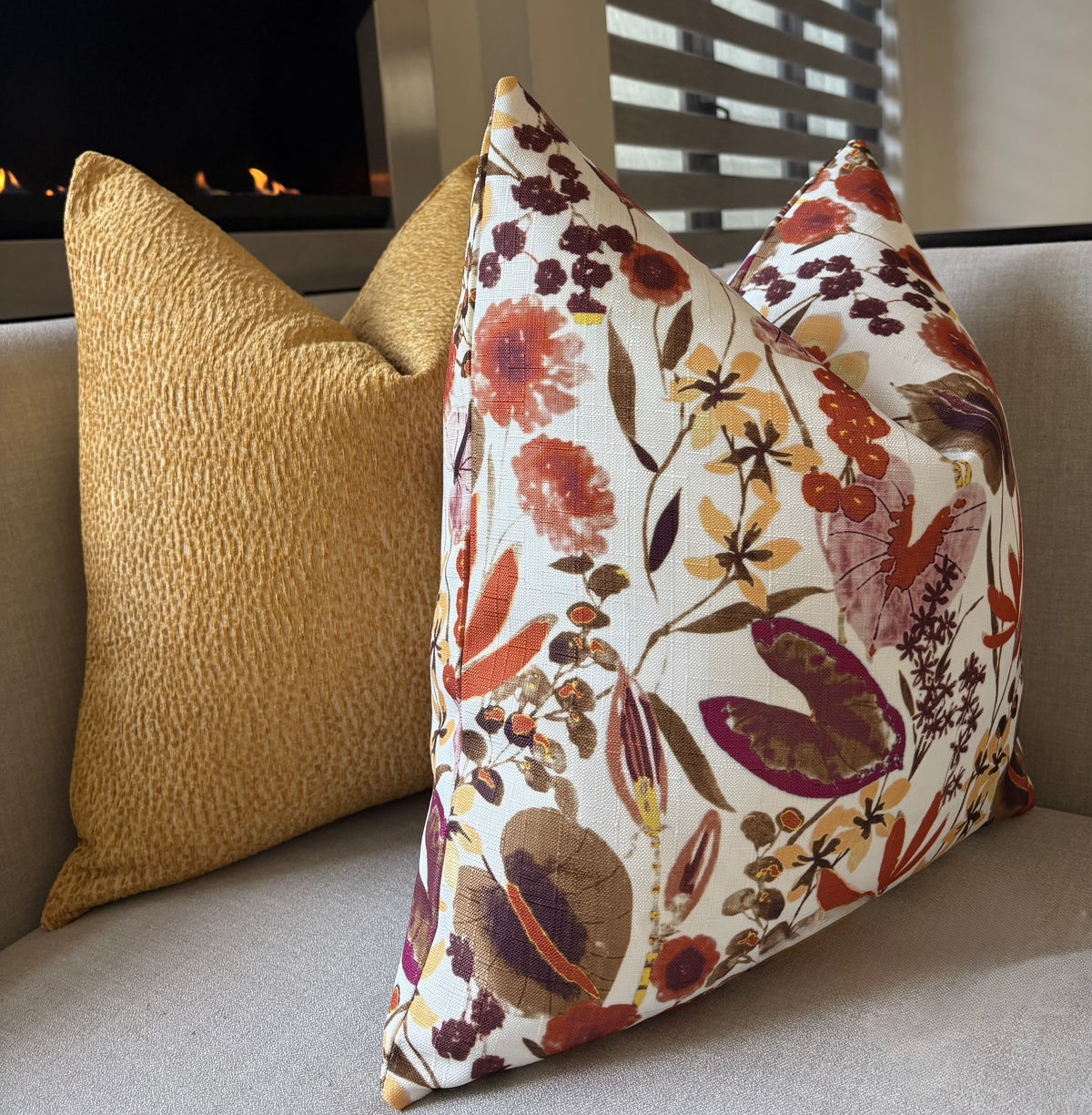 Vibrant Multi-Colored Botanical Print Scatter Cushion