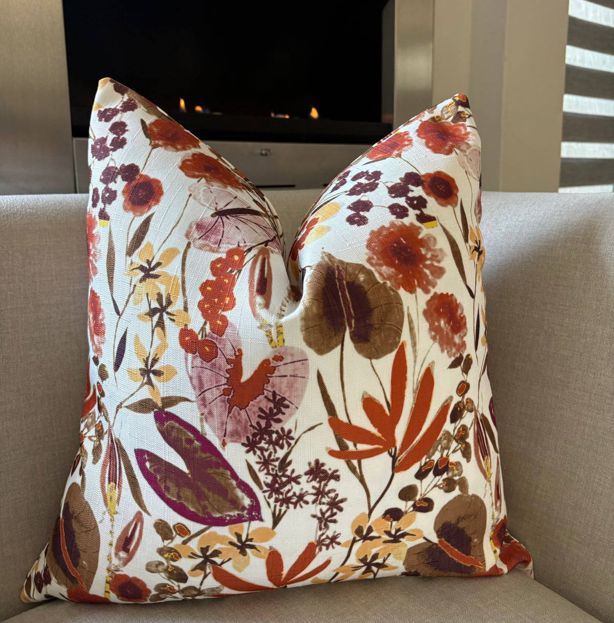 Vibrant Multi-Colored Botanical Print Scatter Cushion