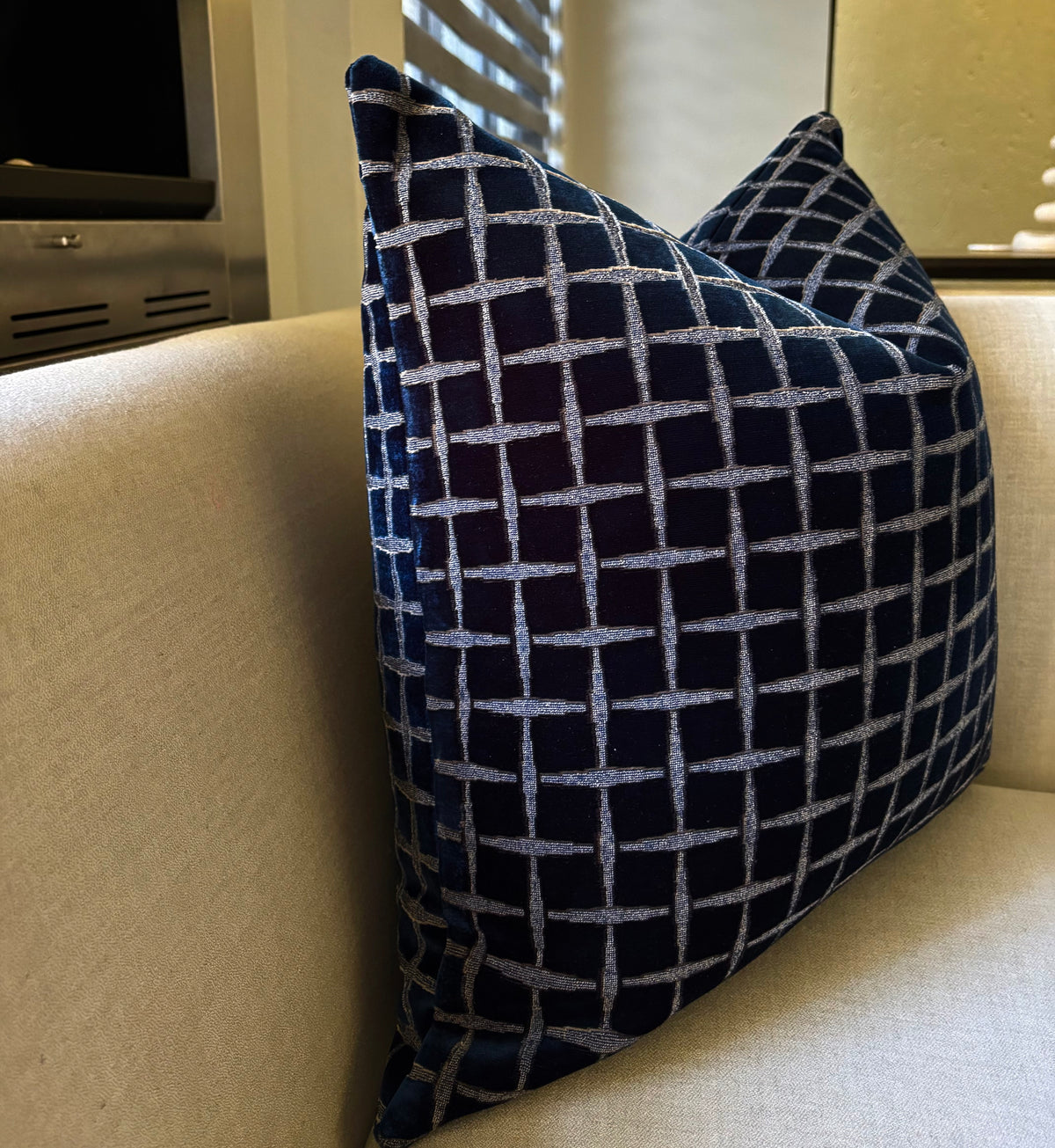Dark Blue Windowpane Scatter Cushion