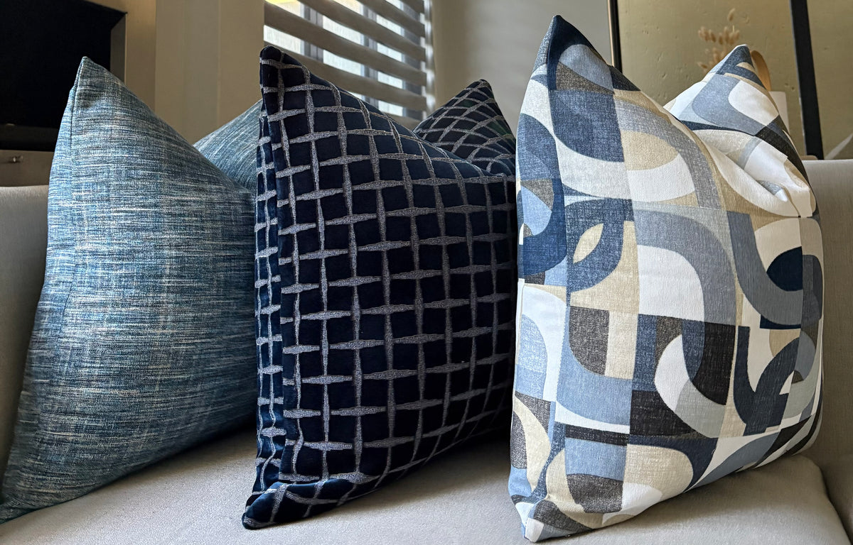 Dark Blue Windowpane Scatter Cushion