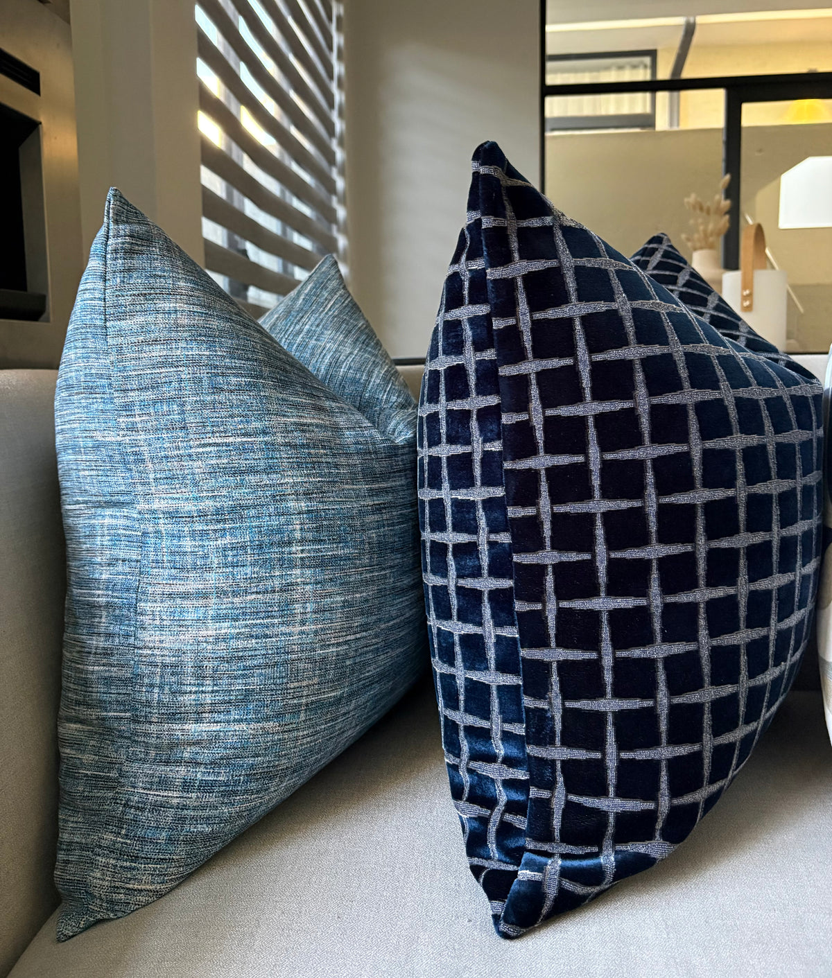 Dark Blue Windowpane Scatter Cushion