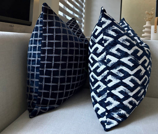 Dark Blue Windowpane Scatter Cushion