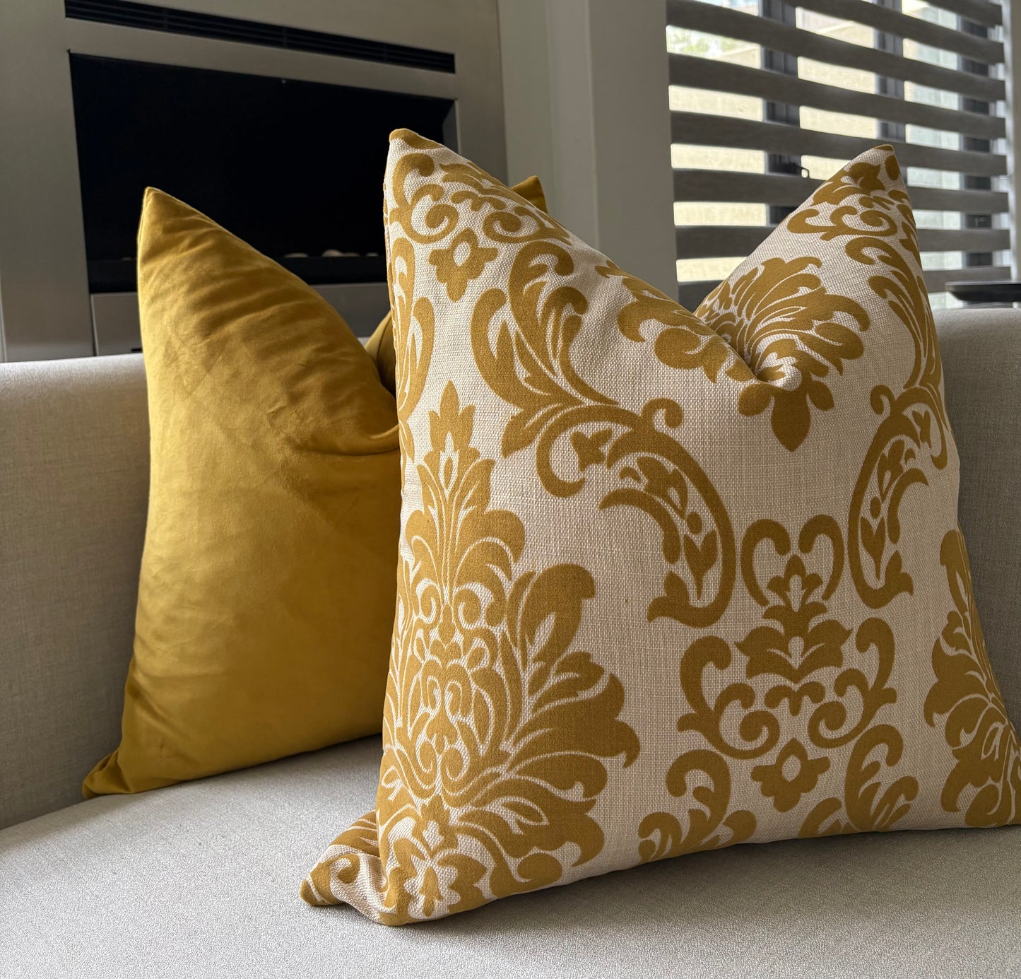 Mustard Luxury Print Scatter Cushion