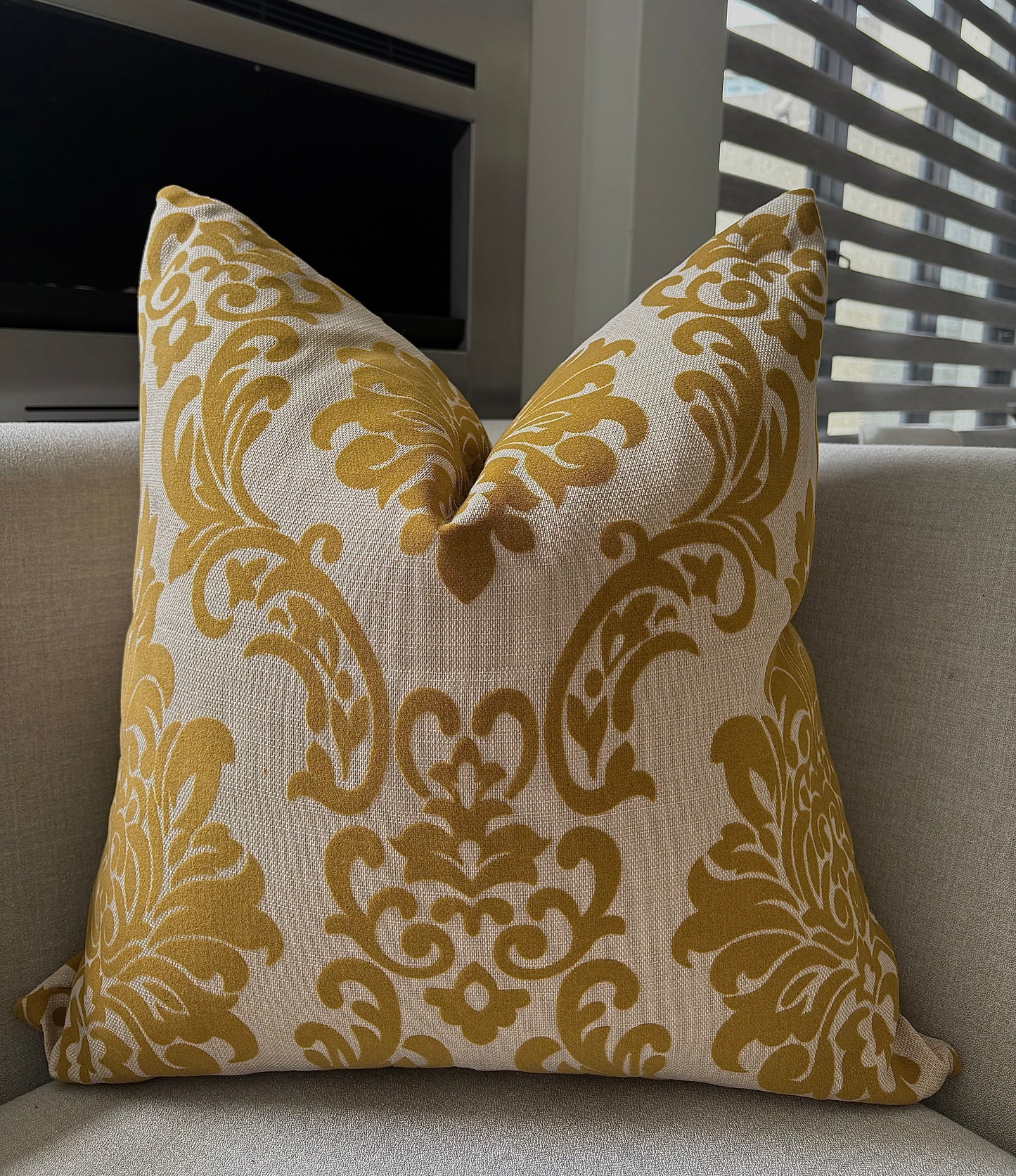 Mustard Luxury Print Scatter Cushion