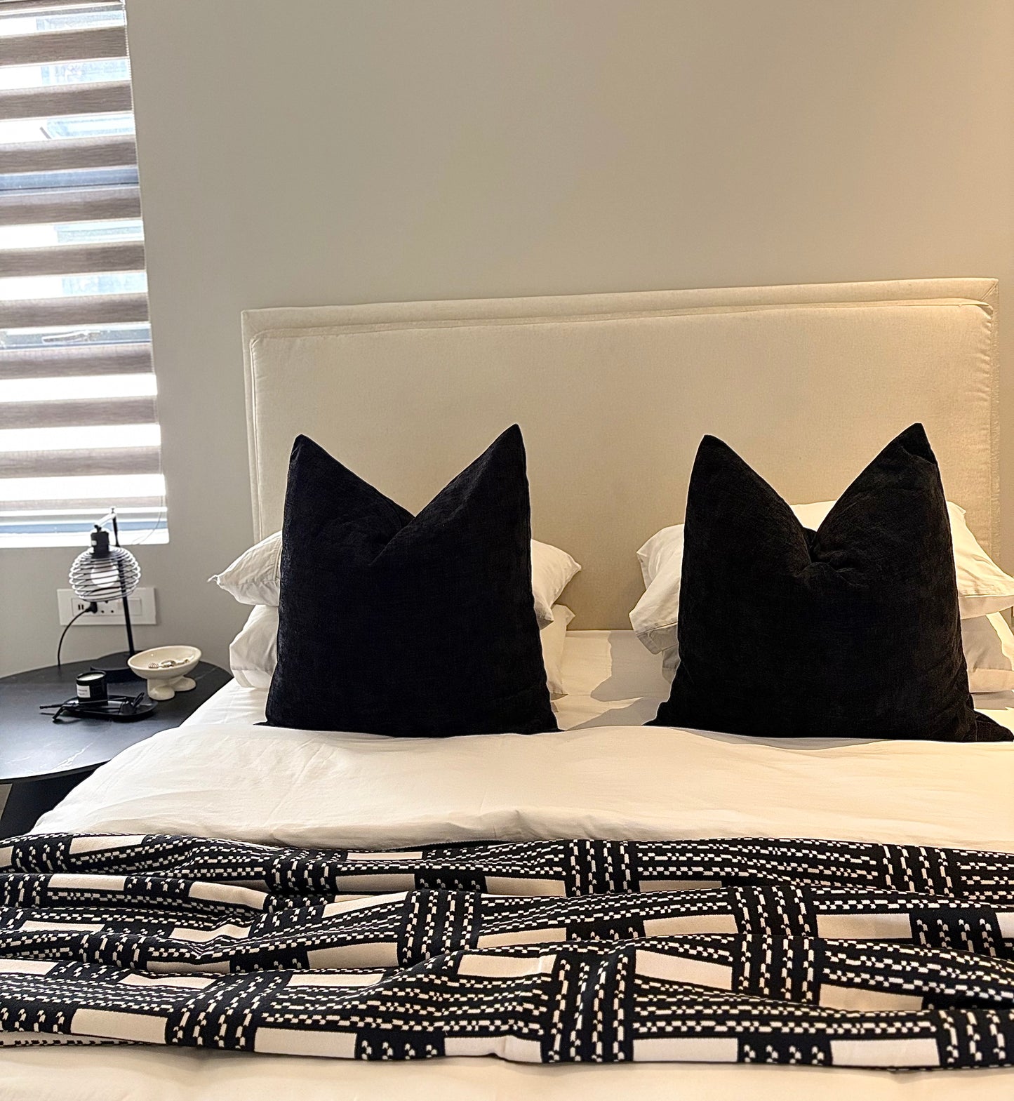 Classic Black Chenille Scatter Cushion