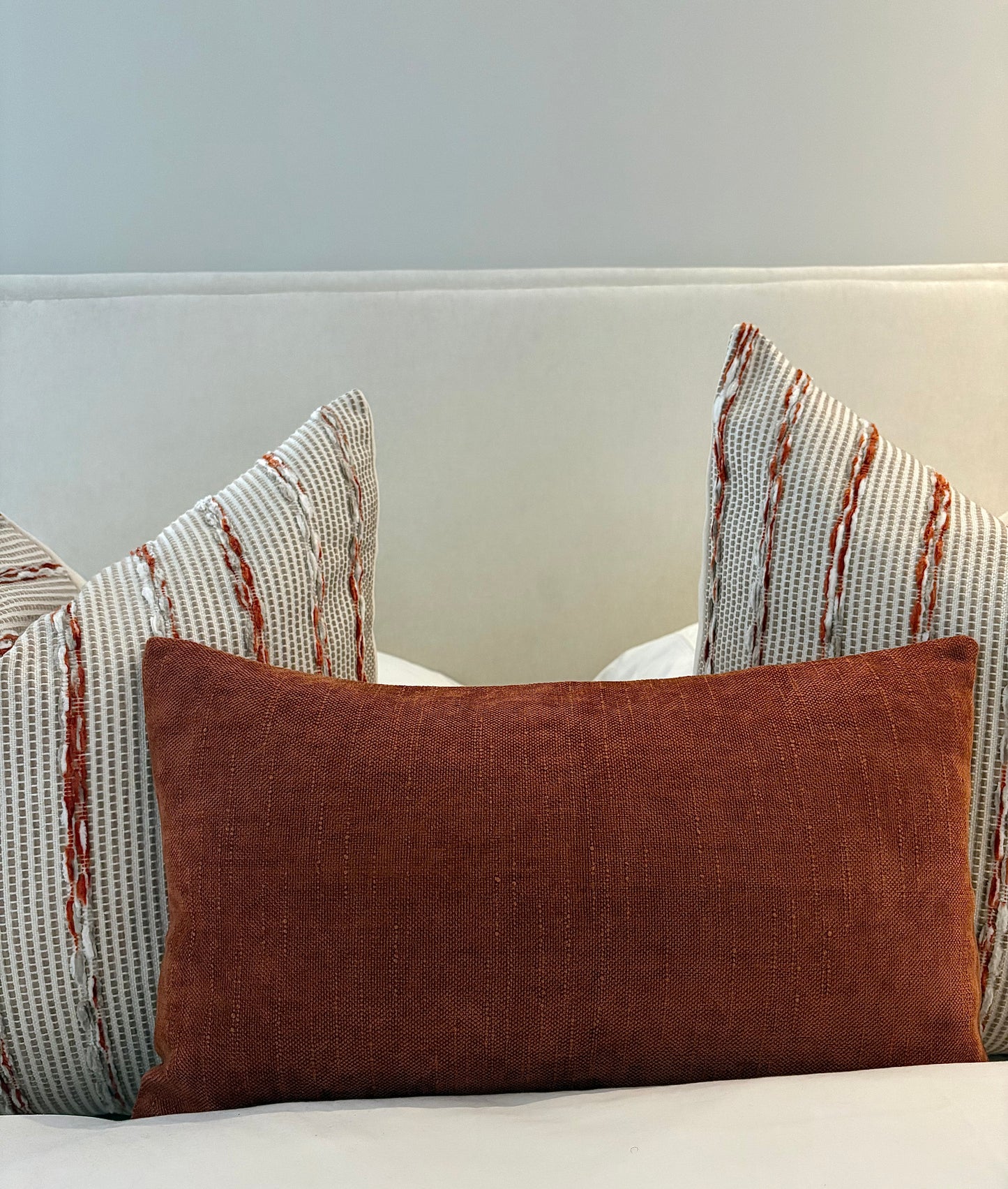 Burnt Orange Chenille Decorative Cushion