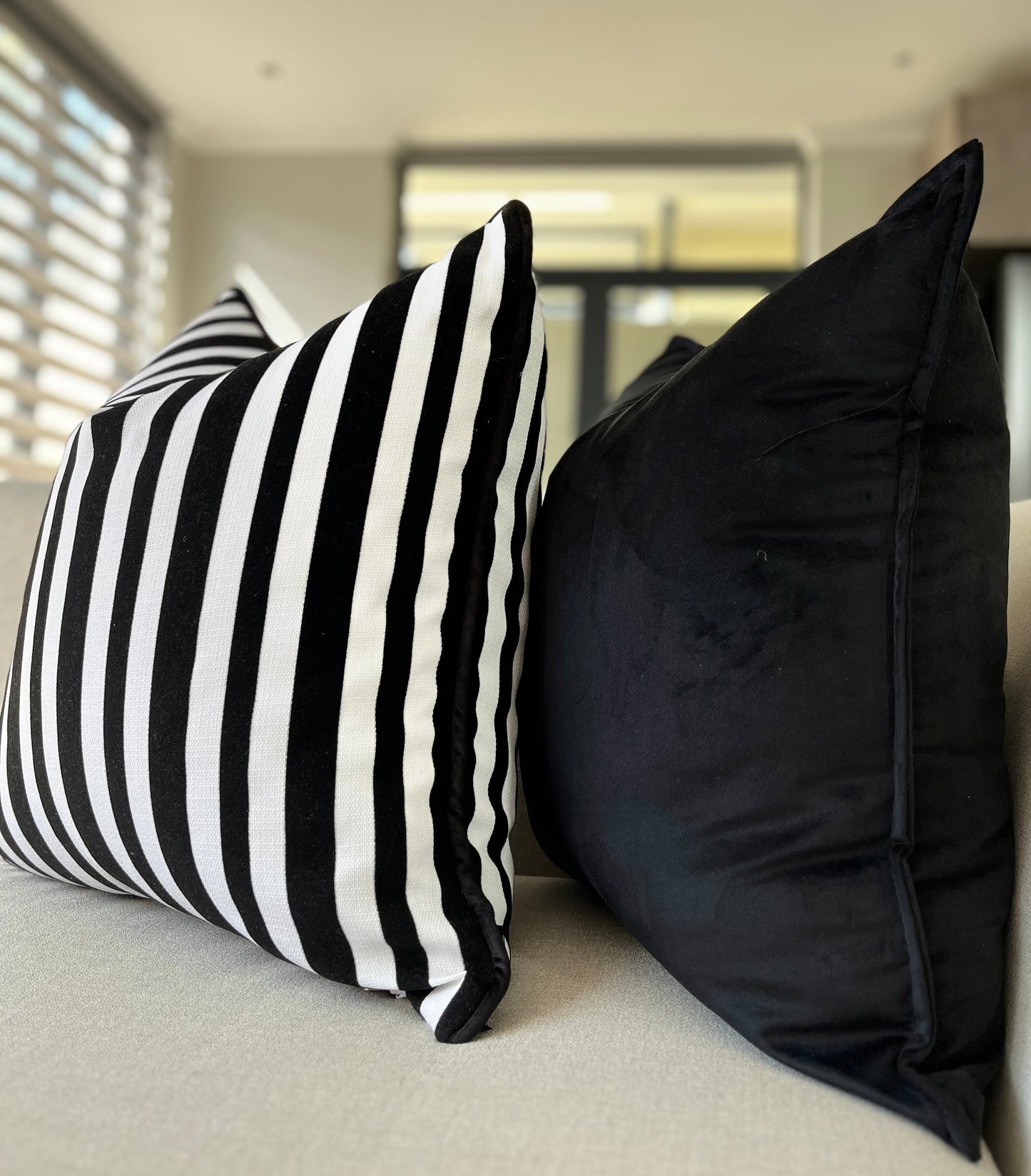 Black and White Striped Scatter Cushion