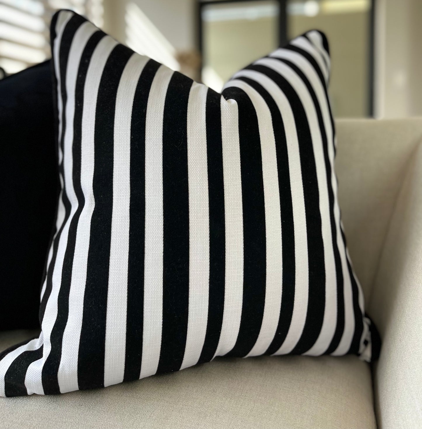 Black and White Striped Scatter Cushion