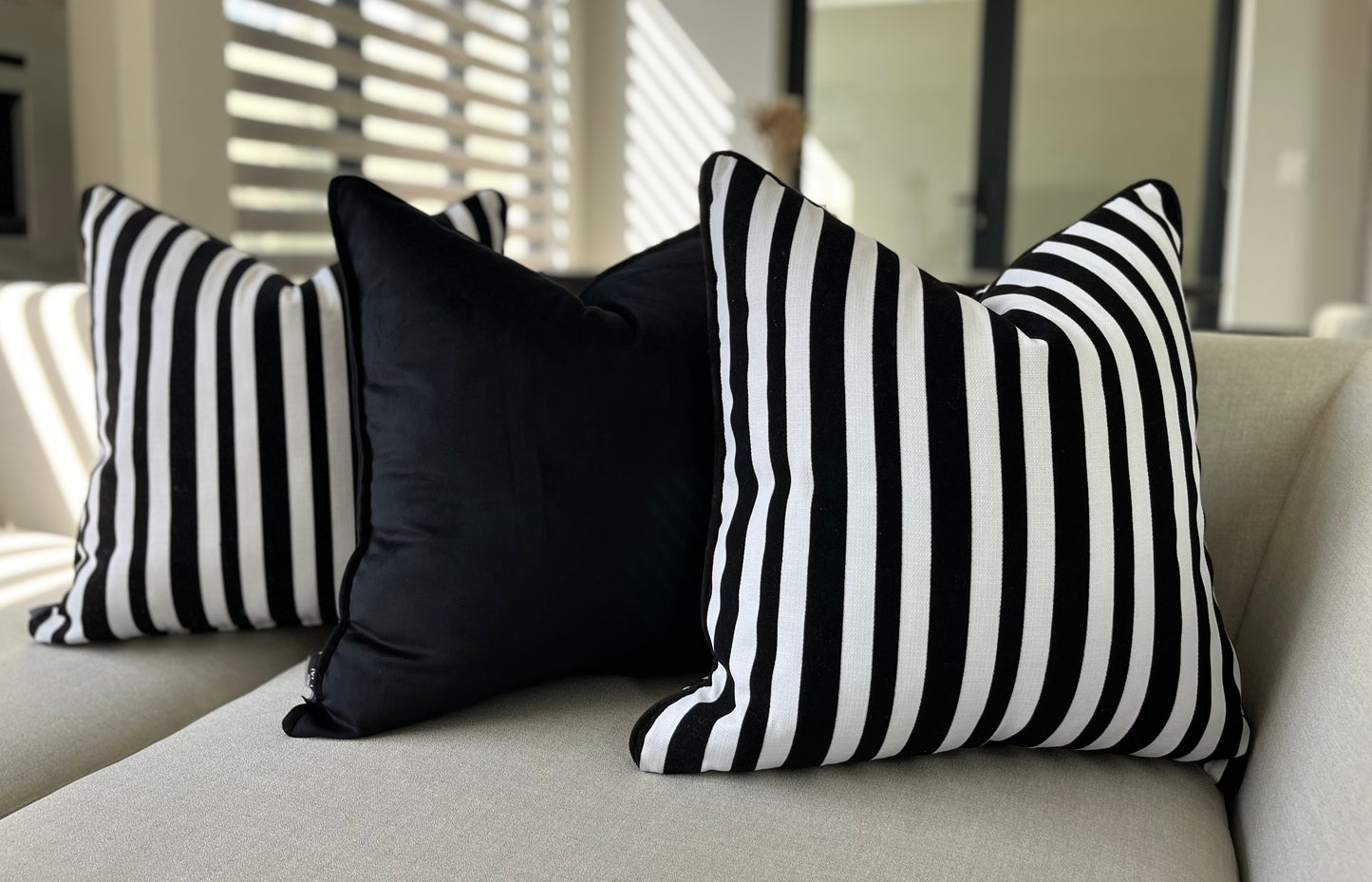 Black and White Striped Scatter Cushion