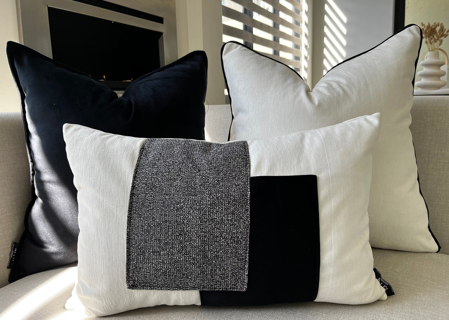 Black and White Patched Scatter Cushion