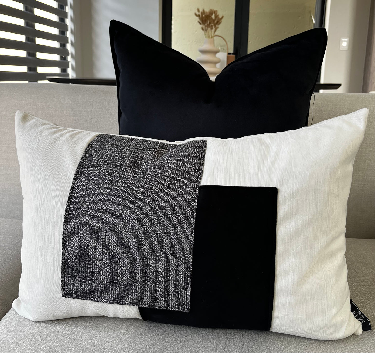 Black and White Patched Scatter Cushion